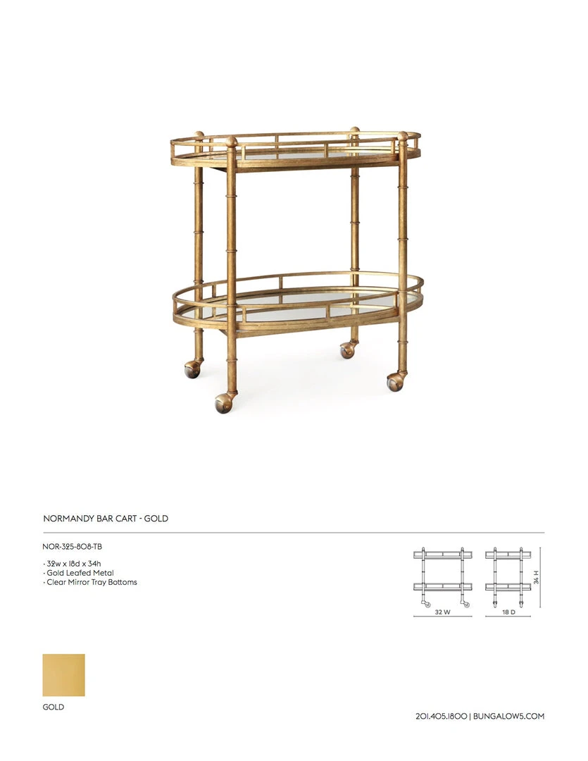 Bungalow 5 Normandy Bar Cart 3 Bungalow 5 Normandy Bar Cart