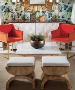 Worlds Away Biggs Stool Burl Wood