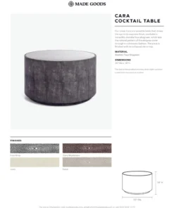 Made Goods Cara Cocktail Table Sand Faux Shagreen 5 Made Goods Cara Cocktail Table Sand Faux Shagreen