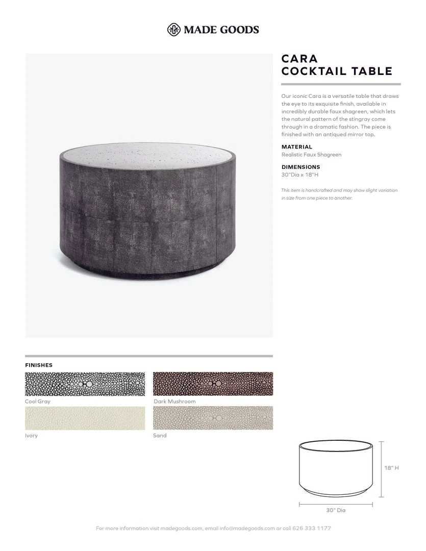 Made Goods Cara Cocktail Table Sand Faux Shagreen 3 Made Goods Cara Cocktail Table Sand Faux Shagreen