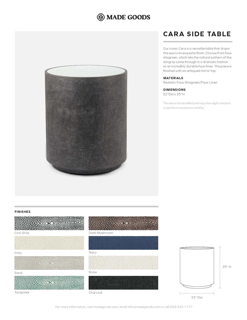 Made Goods New Arrivals Cara Side Table Sand Faux Shagreen 5 Made Goods New Arrivals Cara Side Table Sand Faux Shagreen