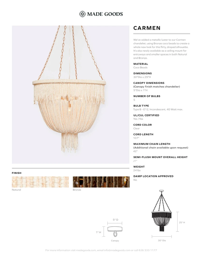 Made Goods Carmen Chandelier Bronze Coco Beads New Arrivals 5 Made Goods Carmen Chandelier Bronze Coco Beads New Arrivals