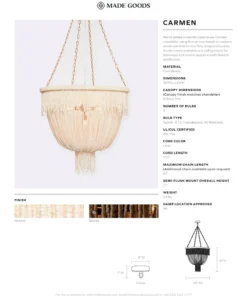 Made Goods New Arrivals Carmen Chandelier Natural Coco Beads