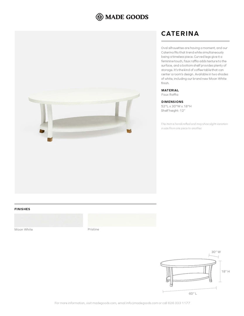 Made Goods Caterina Coffee Table Moon White Faux Raffia 4 Made Goods Caterina Coffee Table Moon White Faux Raffia