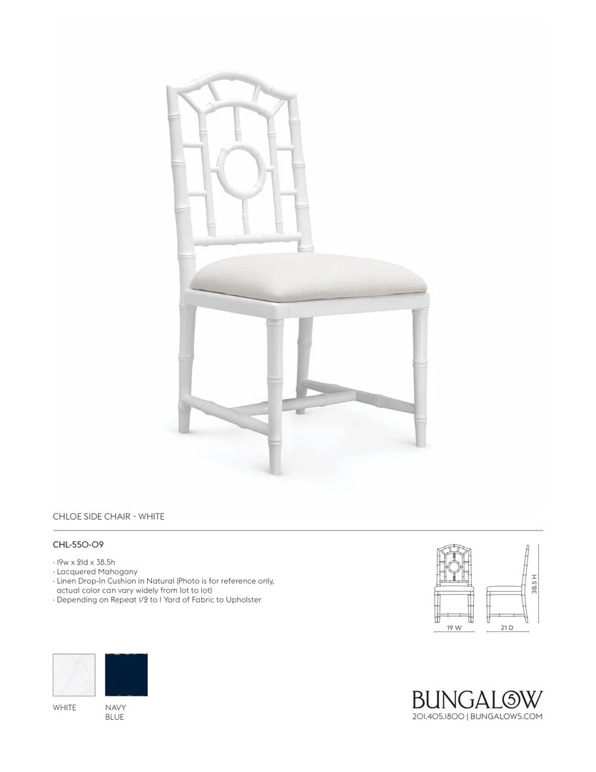 Bungalow 5 Chloe Side Chair White 5 Bungalow 5 Chloe Side Chair White