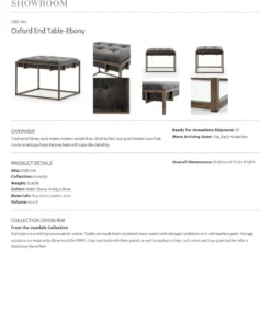 Four Hands New Arrivals Oxford End Table Ebony Leather