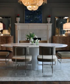 Worlds Away Jefferson Oval Dining Table White Lacquer