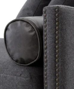 Four Hands Mercury Double Chaise Charcoal Felt