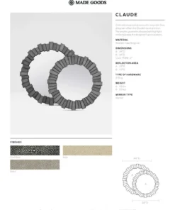 Made Goods Claude Mirror Cool Gray Faux Shagreen New Arrivals