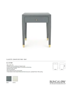 Bungalow 5 Claudette 1 Drawer Side Table Gray