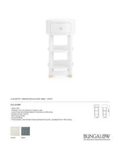 Bungalow 5 Claudette One Drawer Round Side Table White New Arrivals 12 Bungalow 5 Claudette One Drawer Round Side Table White New Arrivals