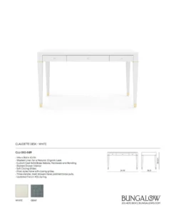 Bungalow 5 New Arrivals Claudette Desk White 15 Bungalow 5 New Arrivals Claudette Desk White