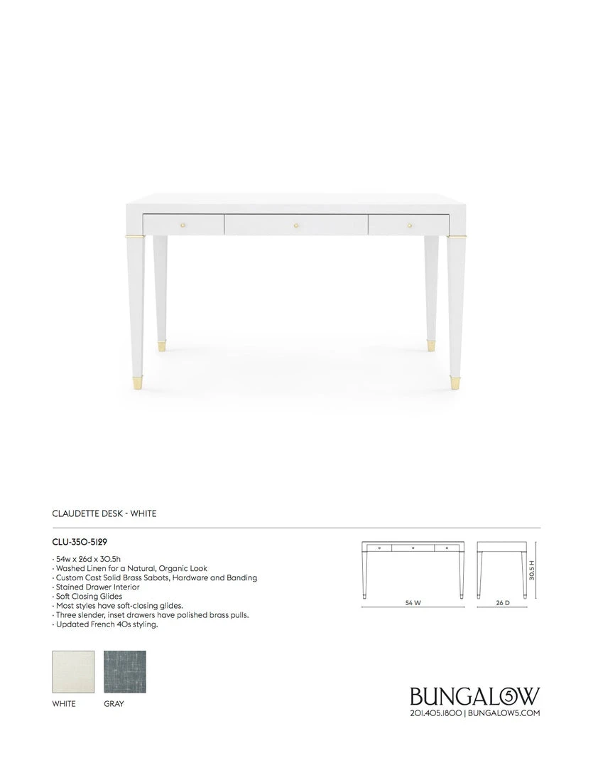Bungalow 5 New Arrivals Claudette Desk White 4 Bungalow 5 New Arrivals Claudette Desk White