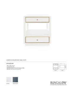 Bungalow 5 Carmen 2 Drawer Side Table White 12 Bungalow 5 Carmen 2 Drawer Side Table White