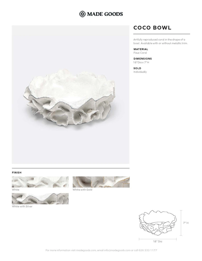 Made Goods New Arrivals Coco Bowl White Faux Coral 3 Made Goods New Arrivals Coco Bowl White Faux Coral