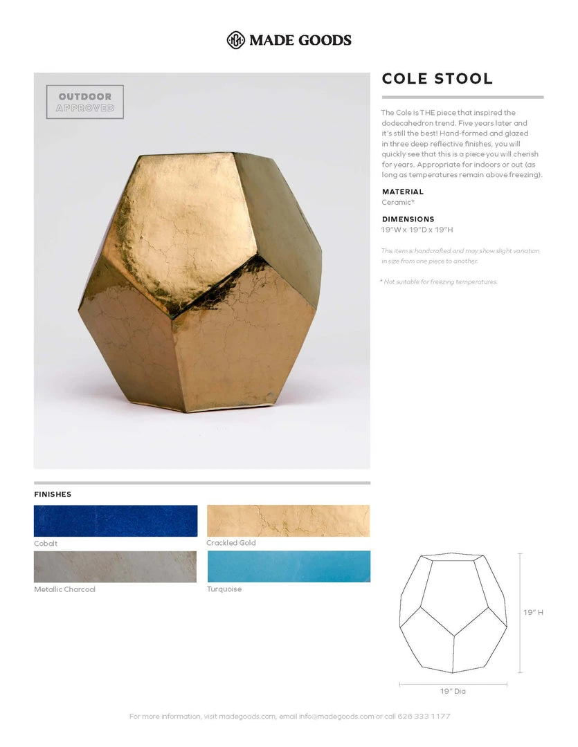 Made Goods New Arrivals Cole Stool Crackled Metallic 3 Made Goods New Arrivals Cole Stool Crackled Metallic