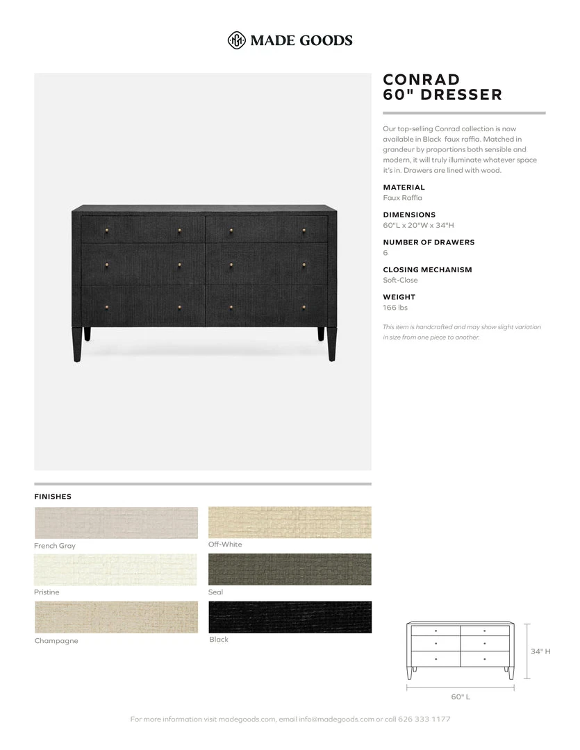 Made Goods Conrad 60" Dresser Seal Faux Raffia New Arrivals 5 Made Goods Conrad 60" Dresser Seal Faux Raffia New Arrivals