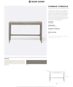 Made Goods Conrad Console Table Off White Faux Raffia