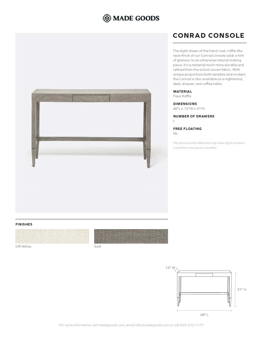 Made Goods Conrad Console Table Off White Faux Raffia 2 Made Goods Conrad Console Table Off White Faux Raffia