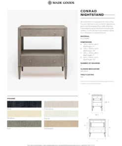 Made Goods Conrad Low Double Nightstand Off White Faux Raffia