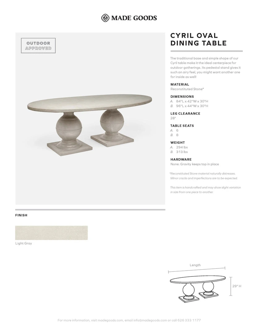 Made Goods Cyril Oval Dining Table Light Gray Concrete 4 Made Goods Cyril Oval Dining Table Light Gray Concrete