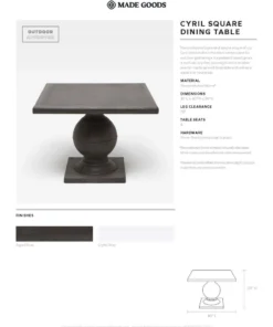 Made Goods New Arrivals Cyril Square Dining Table Aged Gray Concrete