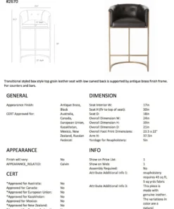 Arteriors Home Calvin Bar Stool Black Leather And Brass 10 Arteriors Home Calvin Bar Stool Black Leather And Brass