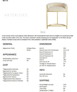 Arteriors Home Calvin Counter Stool Muslin And Antique Brass New Arrivals