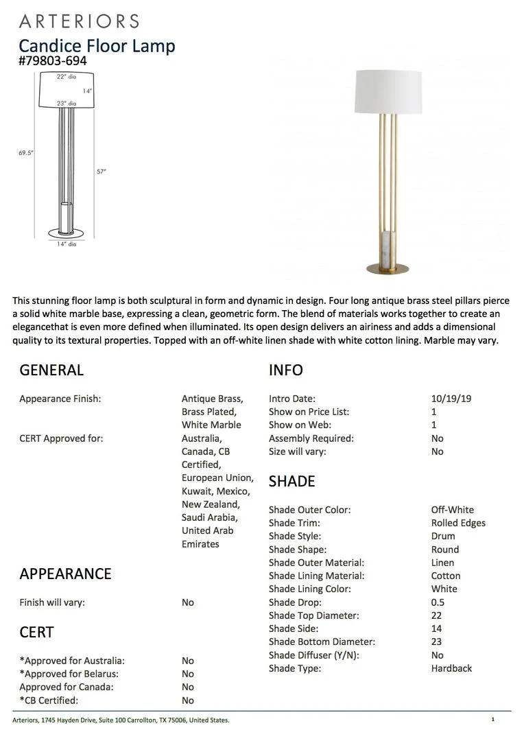 Arteriors Home Candice Floor Lamp New Arrivals 5 Arteriors Home Candice Floor Lamp New Arrivals