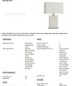 Arteriors Home Carson Lamp White Marble New Arrivals 12 Arteriors Home Carson Lamp White Marble New Arrivals