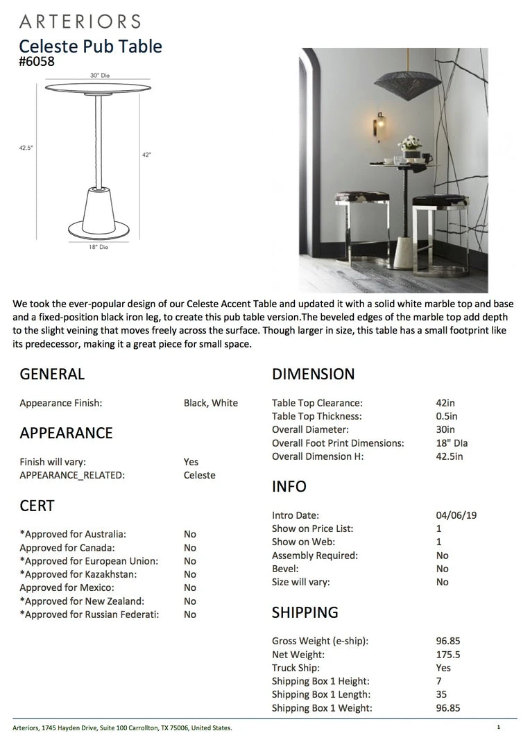 Arteriors Home New Arrivals Celeste Pub Table 5 Arteriors Home New Arrivals Celeste Pub Table