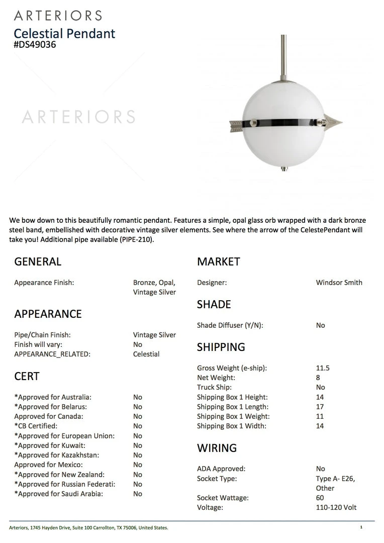 Arteriors Home Celestial Pendant Silver New Arrivals 5 Arteriors Home Celestial Pendant Silver New Arrivals