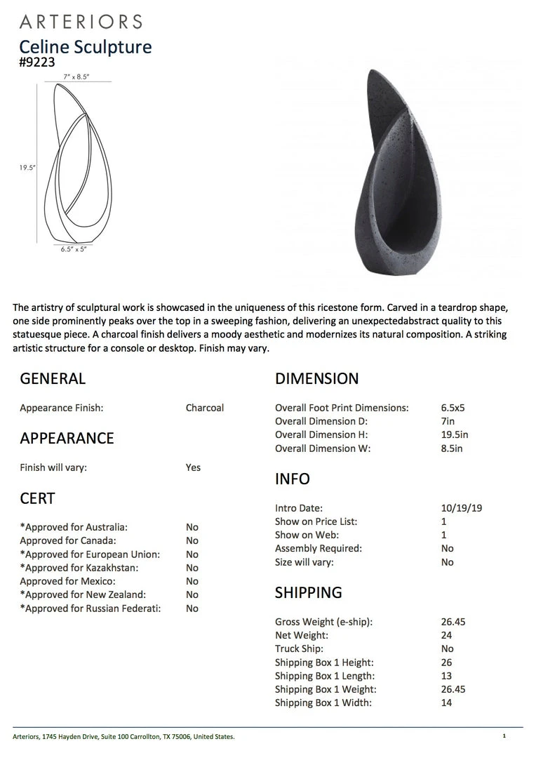 Arteriors Home New Arrivals Celine Sculpture 6 Arteriors Home New Arrivals Celine Sculpture