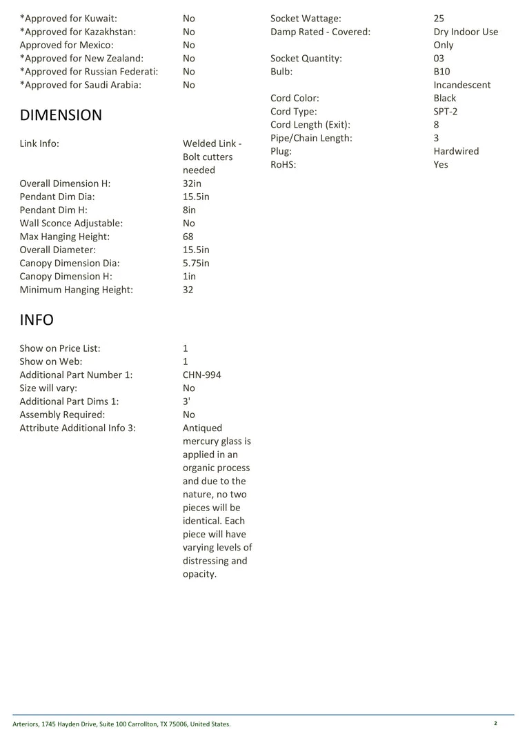 Arteriors Home Chainmail Pendant 5 Arteriors Home Chainmail Pendant