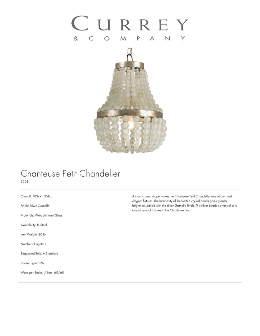 Currey And Company Chanteuse Petit Chandelier 2 Currey And Company Chanteuse Petit Chandelier