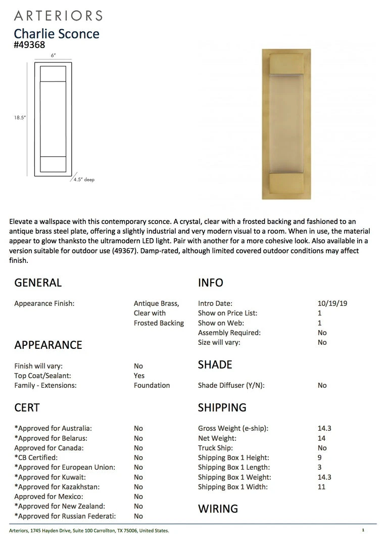 Arteriors Home Charlie Sconce New Arrivals 5 Arteriors Home Charlie Sconce New Arrivals