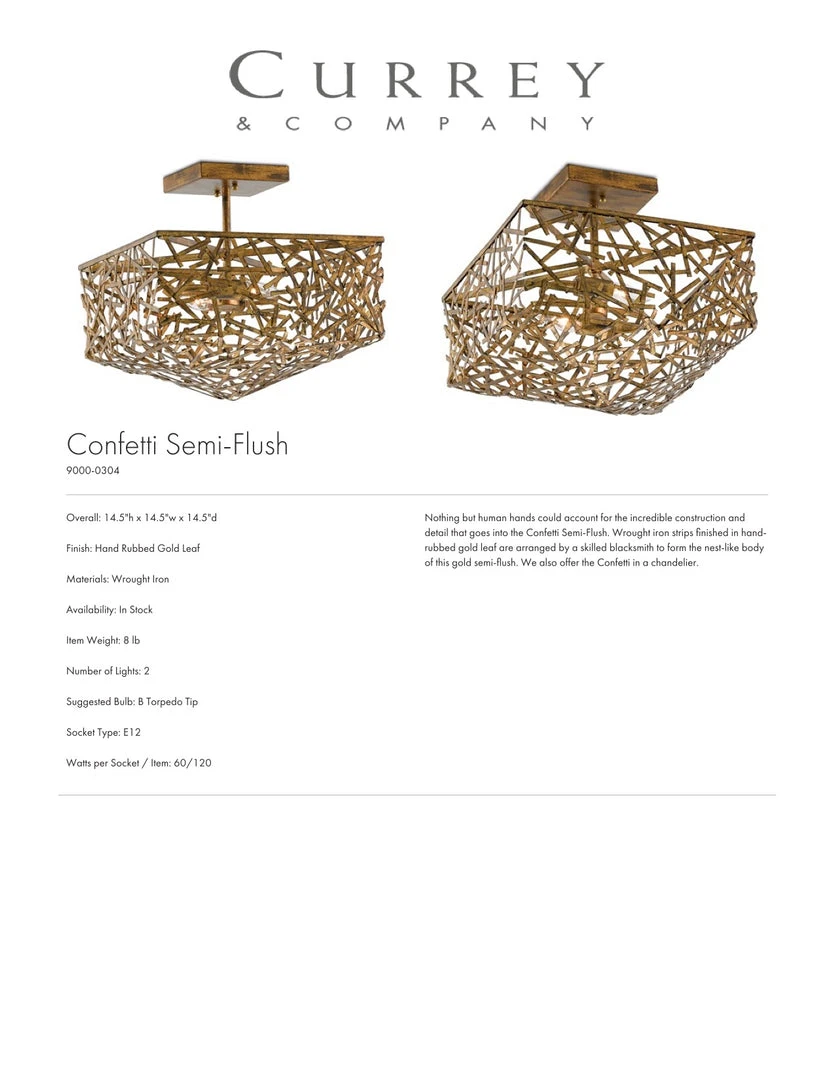 Currey And Company New Arrivals Confetti Semi Flush Mount 3 Currey And Company New Arrivals Confetti Semi Flush Mount