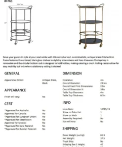 Arteriors Home New Arrivals Crestwood Bar Cart