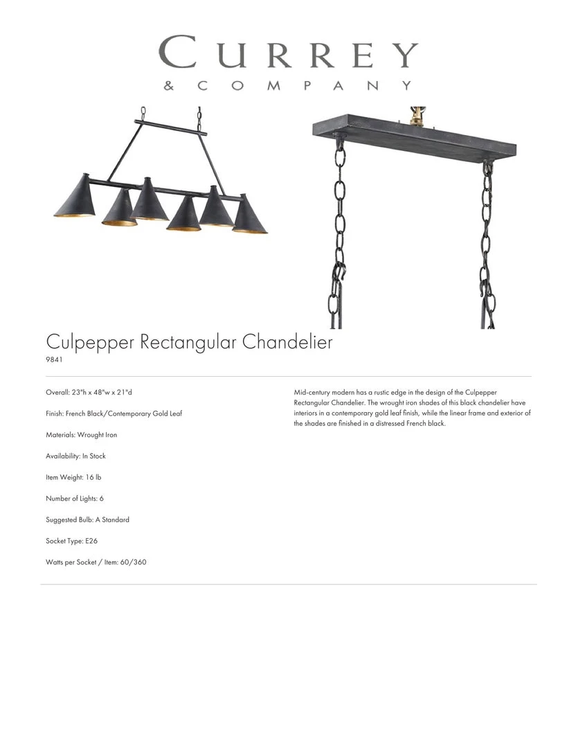 Currey And Company Culpepper Rectangular Chandelier 7 Currey And Company Culpepper Rectangular Chandelier