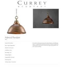 Currey And Company New Arrivals Admiral Pendant