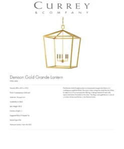 Currey And Company New Arrivals Denison Lantern Gold - 4 Sizes