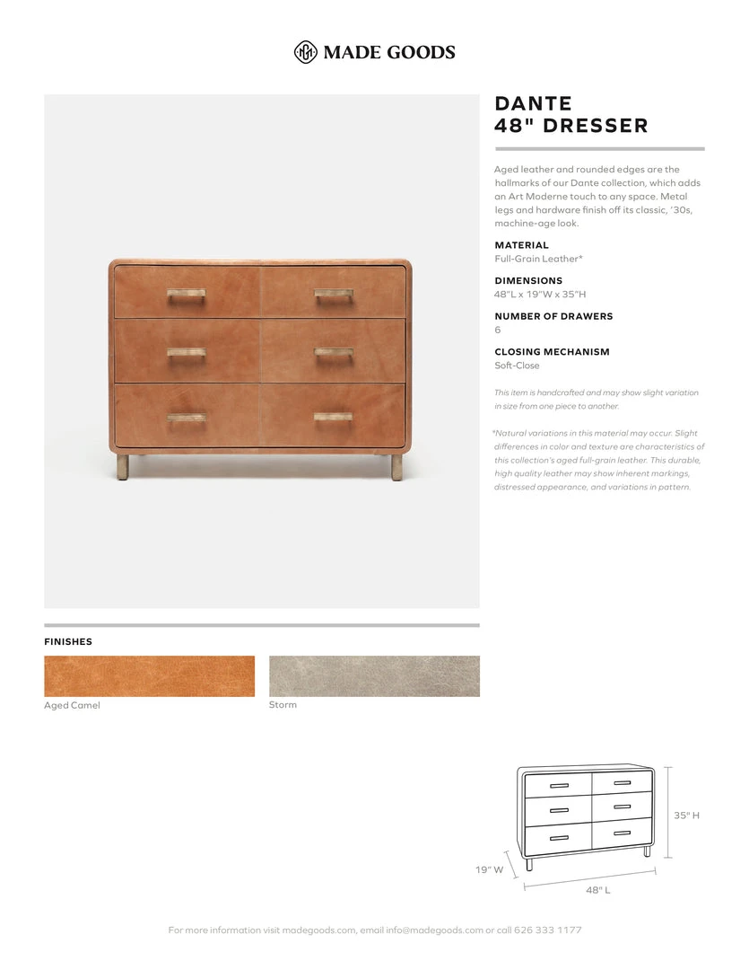 Made Goods Dante 48" Dresser Camel 5 Made Goods Dante 48" Dresser Camel