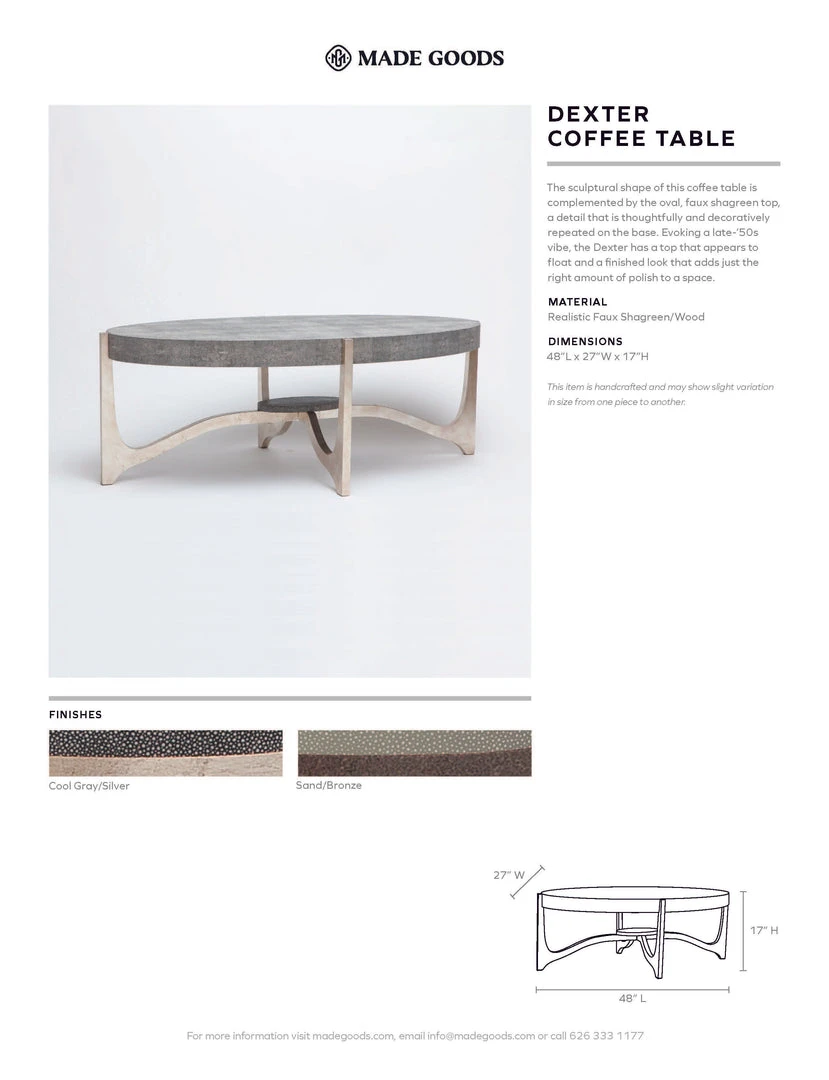Made Goods New Arrivals Dexter Coffee Table Bronze And Sand Faux Shagreen 5 Made Goods New Arrivals Dexter Coffee Table Bronze And Sand Faux Shagreen