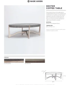 Made Goods New Arrivals Dexter Coffee Table Silver And Cool Gray Faux Shagreen