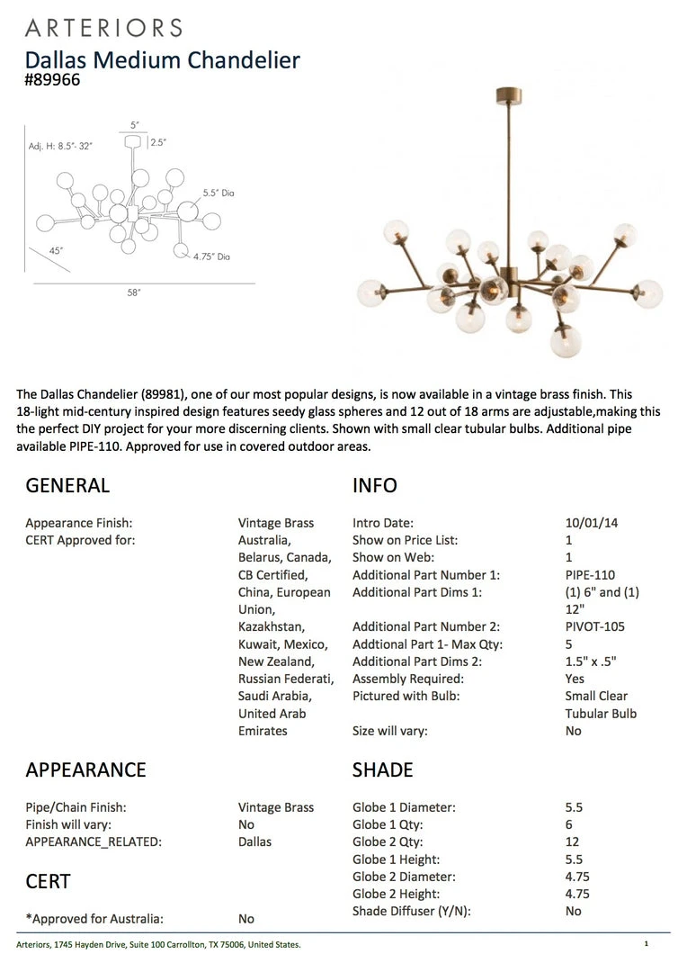 Arteriors Home Dallas Medium Chandelier Vintage Brass New Arrivals 4 Arteriors Home Dallas Medium Chandelier Vintage Brass New Arrivals