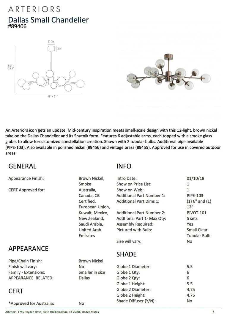 Arteriors Home New Arrivals Dallas Small Chandelier Brown Nickel 5 Arteriors Home New Arrivals Dallas Small Chandelier Brown Nickel