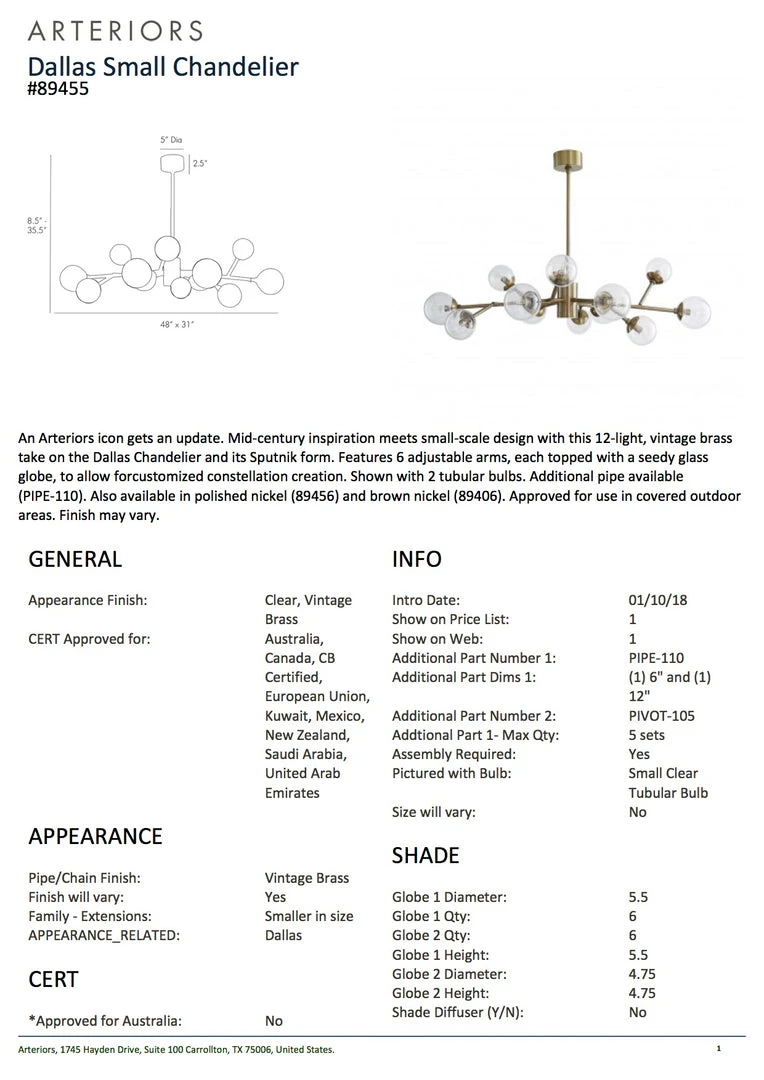 Arteriors Home New Arrivals Dallas Small Chandelier Vintage Brass 5 Arteriors Home New Arrivals Dallas Small Chandelier Vintage Brass