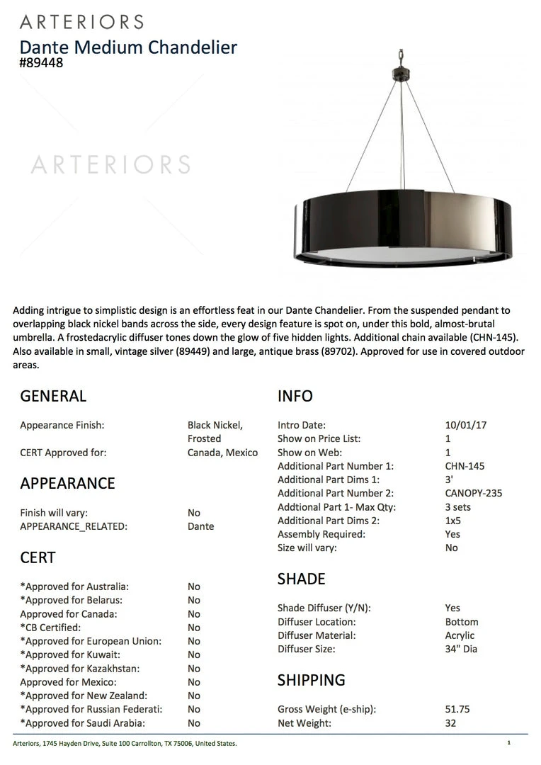Arteriors Home Dante Medium Chandelier Black Nickel New Arrivals 5 Arteriors Home Dante Medium Chandelier Black Nickel New Arrivals