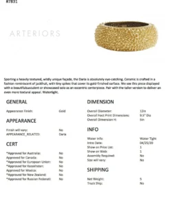 Arteriors Home Daria Short Vase Gold 19 Arteriors Home Daria Short Vase Gold