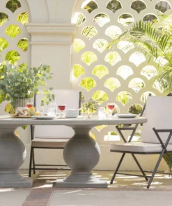 Made Goods Cyril Oval Dining Table Light Gray Concrete